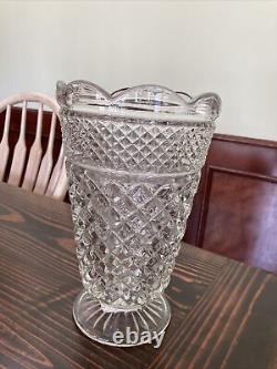 DIAMOND CUT Vase Large Heavy Clear Glass 10 wessex
