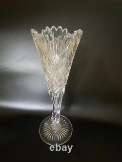 DORFLINGER American Brilliant Cut Glass 12 Trumpet Vase, c. 1900 Val Lambert