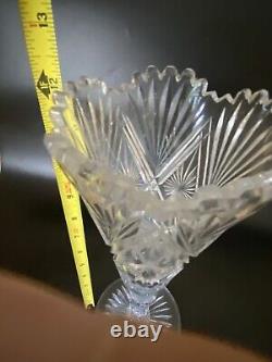 DORFLINGER American Brilliant Cut Glass 12 Trumpet Vase, c. 1900 Val Lambert