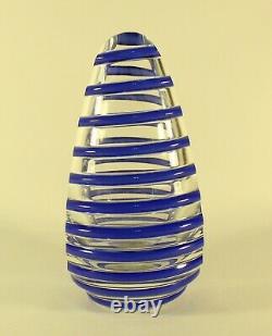 David Lindsay Art Glass Studios Threaded Cut Glass vase Vessel Signed 2004