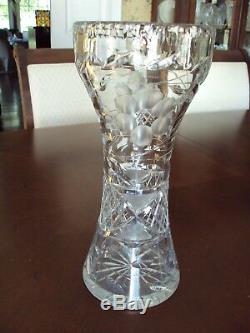 Dazzling Antique American Brilliant Cut Glass Corset Vase 12 Tall Crystal RARE