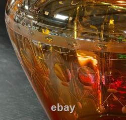 Durand Orange Iridescent Cut Glass Vase