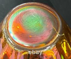 Durand Orange Iridescent Cut Glass Vase