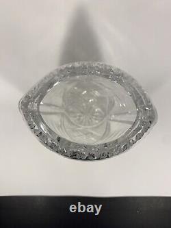 EUC Vintage Etched Lead Crystal Oval Vase Unmarked 11 Tall
