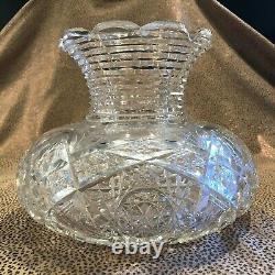 Early American Brilliant Period ABP Step Cut 8.5 Clear Glass Vase