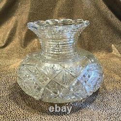 Early American Brilliant Period ABP Step Cut 8.5 Clear Glass Vase