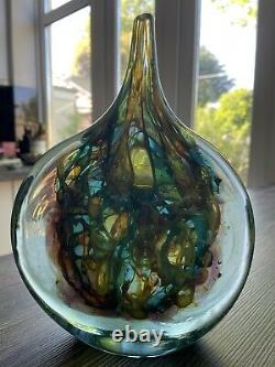 Early Rare Mdina Glass Cut-Ice Lollipop Vase Signed By Michael Harris C. 1970