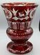 Egermann Bohemian Cut To Clear Ruby Red Large 11 Crystal Glass Vase