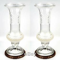 Elegant Antique French Empire Style Baccarat 9 Vase, Gilt Bronze & Cut Crystal