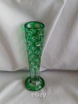 Emerald Green Cut To Clear 1000 Eye Style Bud Vase