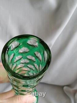 Emerald Green Cut To Clear 1000 Eye Style Bud Vase