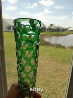 Emerald Green Cut To Clear 1000 Eye Style Bud Vase