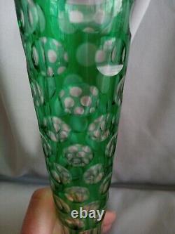 Emerald Green Cut To Clear 1000 Eye Style Bud Vase