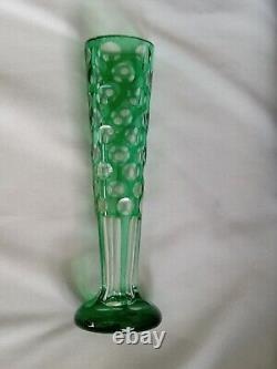 Emerald Green Cut To Clear 1000 Eye Style Bud Vase