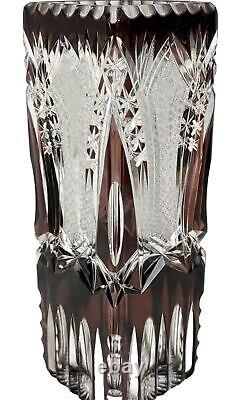 Exquisite Vintage 10 Cut to Clear Amethyst Crystal Vase