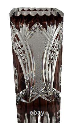 Exquisite Vintage 10 Cut to Clear Amethyst Crystal Vase