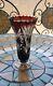 Exquisite Vintage Large Cut To Clear Cranberry Red Crystal Glass Vase Rare Cut
