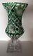 Extraordinary Ca1950 Bohemian Green Cut To Clear 14 Vase Chrysanthemum Thistle