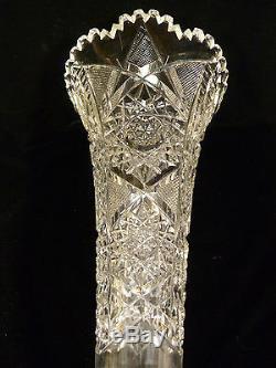 Fabulous American Brilliant Cut Glass Crystal Trumpet Vase Circa 1900