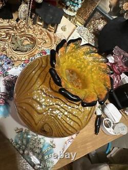 Fenton Dave Fetty Limited edition Cut Flower Vase Yellow orange 961/1450