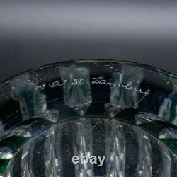 Fine Vintage Mid 20c Val St Lambert Emerald Green Cut to Clear Art Glass Vase