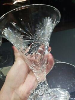 Footed Compote Vase American Brilliant Cut Glass Crystal Pairpoint co Daisy