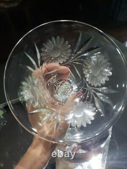 Footed Compote Vase American Brilliant Cut Glass Crystal Pairpoint co Daisy