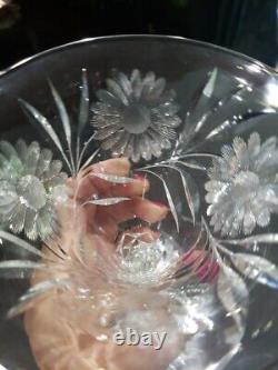 Footed Compote Vase American Brilliant Cut Glass Crystal Pairpoint co Daisy