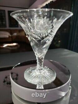 Footed Compote Vase American Brilliant Cut Glass Crystal Pairpoint co Daisy