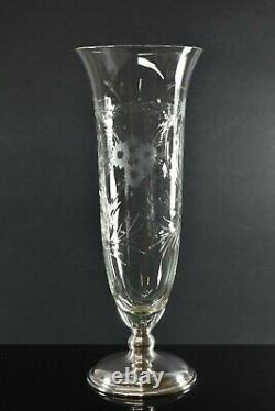 Frank Whiting Sterling And Cut Glass Vase #616 Floral Details