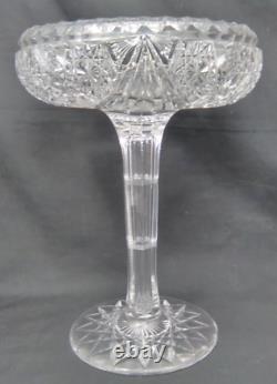 Fry Lyton ABP Notched Stem Cut Glass Compote American Brilliant Period 1900's