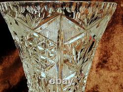 GORGEOUS 12.5 TALL ELEGANT Vintage Crystal Cut Glass Vase GERMANY HEAVY