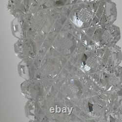 GORHAM 11 American Brilliant Cut Glass Corset Shaped Vase Silver Mount