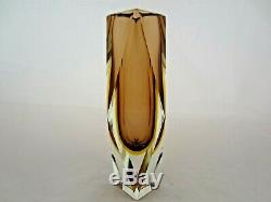 Geometric Murano sommerso futuristic prism cut faceted art glass vase perfect