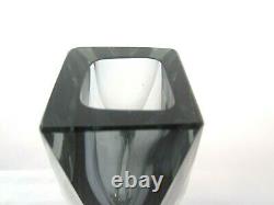 Geometric Murano sommerso grey futuristic prism cut faceted glass vase perfect