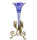 German Cobalt Blue Cut To Clear Glass Gilt Bronze Mounted Vase Early 20th Cen