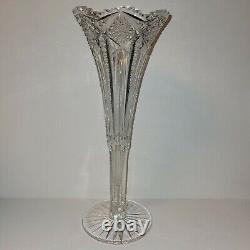 Gorgeous American Brilliant Cut Glass Crystal ABP Trumpet Vase 12 Antique