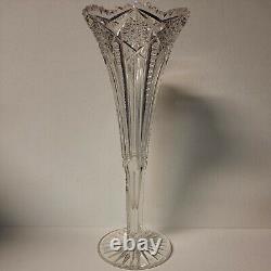 Gorgeous American Brilliant Cut Glass Crystal ABP Trumpet Vase 12 Antique