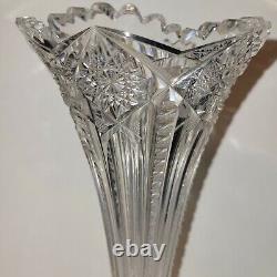 Gorgeous American Brilliant Cut Glass Crystal ABP Trumpet Vase 12 Antique