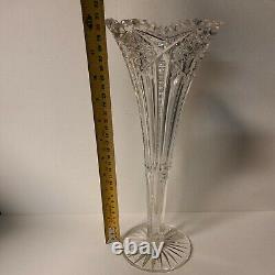 Gorgeous American Brilliant Cut Glass Crystal ABP Trumpet Vase 12 Antique