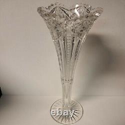 Gorgeous American Brilliant Cut Glass Crystal ABP Trumpet Vase 12 Antique