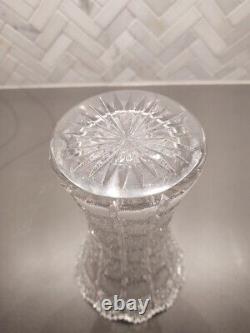 Gorgeous Bohemian Czech Hand Cut Crystal Vase Queens Lace Pattern 8 Tall