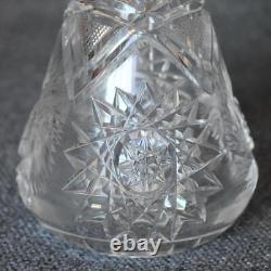 Gorgeous Etched And Cut Glass Corset Vase Hobstar & Pinwheel Alternating Motifs