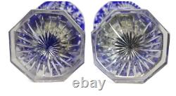 Gorgeous Large Pair of Bohemian Cobalt Blue Cut to Clear Lidded Urns, c. 1910