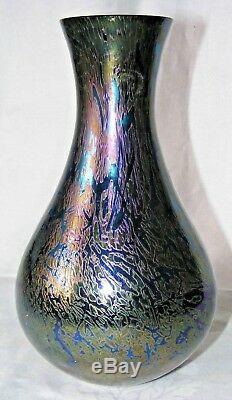 Gorgeous Royal Brierley Art Glass Iridescent Vase Signed Labelled Studio