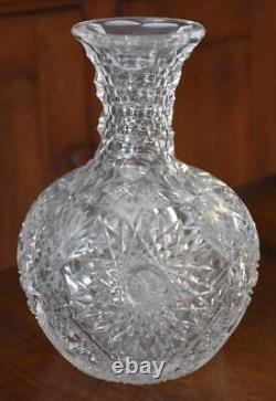 Gorgeous T. G. Hawkes American Brilliant Period Chrysanthemum Fan Carafe Or Vase