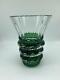 Gorgeous Val St Lambert Emerald Green Cut To Clear Glass Crystal Vase Euc
