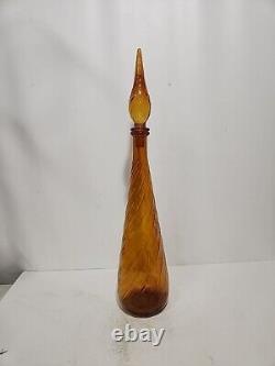 Guildcraft Mid Century Modern Amber Swirl Genie Bottle Decanter Empoli Italy 22