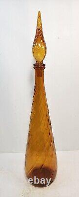 Guildcraft Mid Century Modern Amber Swirl Genie Bottle Decanter Empoli Italy 22