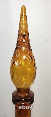 Guildcraft Mid Century Modern Amber Swirl Genie Bottle Decanter Empoli Italy 22